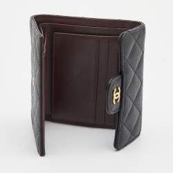 Chanel Black Quilted Caviar Leather Classic Trifold Flap Wallet