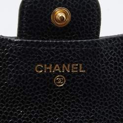 Chanel Black Quilted Caviar Leather Classic Trifold Flap Wallet