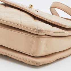 Pre Owned Chanel Beige Quilted Leather Small Trendy CC Flap Bag