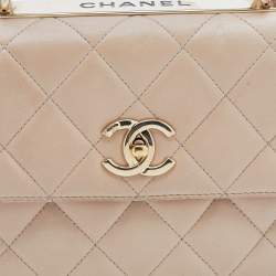 Pre Owned Chanel Beige Quilted Leather Small Trendy CC Flap Bag