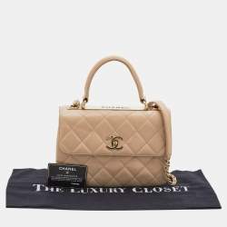 Pre Owned Chanel Beige Quilted Leather Small Trendy CC Flap Bag