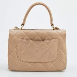 Pre Owned Chanel Beige Quilted Leather Small Trendy CC Flap Bag