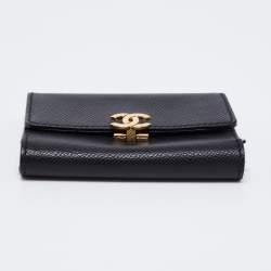 Chanel Black Caviar Leather Vintage CC Trifold Wallet