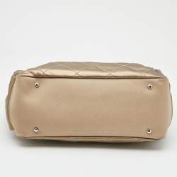 Pre Owned حقيبة يد توتس شانيل باريس بياريتز كانفاس مقوى مبطن ذهبي ميتالك كبيرة