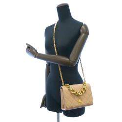 Pre Owned Chanel Beige Quilted Leather CC Flap Chain Bag