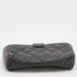 Pre Owned Chanel Black Shimmering Quilted Leather CC Phone Pouch