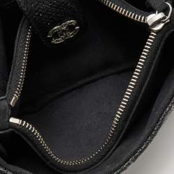 Pre Owned Chanel Black Shimmering Quilted Leather CC Phone Pouch