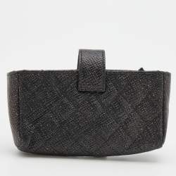Pre Owned Chanel Black Shimmering Quilted Leather CC Phone Pouch
