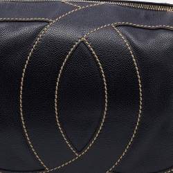 Pre Owned Chanel Black Caviar Leather Surpique CC Hobo