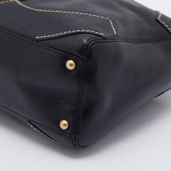 Pre Owned Chanel Black Caviar Leather Surpique CC Hobo