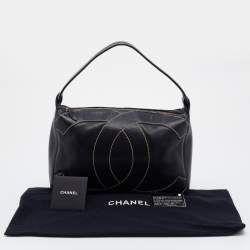 Pre Owned Chanel Black Caviar Leather Surpique CC Hobo