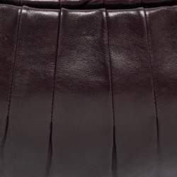 Pre Owned حقيبة كلتش شانيل جلد طيات بنية بسلسلة