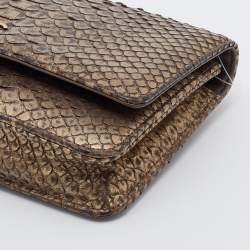 Chanel Metallic Gold/Brown Python Classic Wallet On Chain