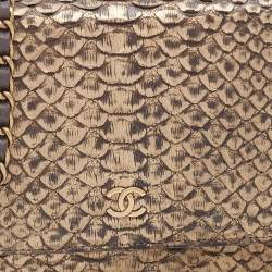 Chanel Metallic Gold/Brown Python Classic Wallet On Chain