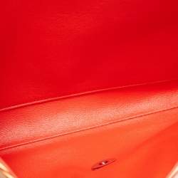 Pre Owned Chanel Orange Stripe Patent Leather Bag