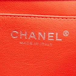 Pre Owned Chanel Orange Stripe Patent Leather Bag