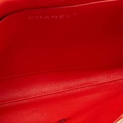 Pre Owned Chanel Orange Stripe Patent Leather Bag