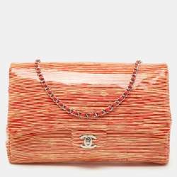 Chanel Orange Stripe Patent Leather Bag Chanel