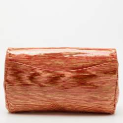 Pre Owned Chanel Orange Stripe Patent Leather Bag