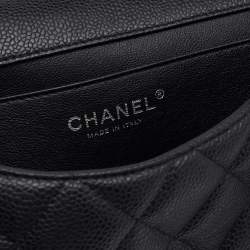 Pre Owned Chanel Black Quilted Caviar Leather Chain Flap Clutch Bag