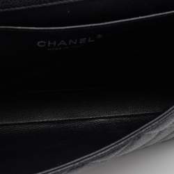 Pre Owned Chanel Black Quilted Caviar Leather Chain Flap Clutch Bag