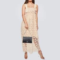 Pre Owned Chanel Black Quilted Caviar Leather Chain Flap Clutch Bag