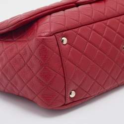Pre Owned Chanel Red Quilted Leather XXL Airline Classic Flap Bag