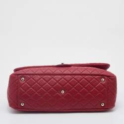 Pre Owned Chanel Red Quilted Leather XXL Airline Classic Flap Bag