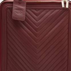 Chanel Burgundy Chevron Leather Coco Case Trolley