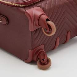 Chanel Burgundy Chevron Leather Coco Case Trolley
