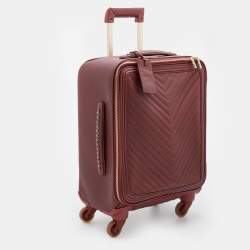 Chanel Burgundy Chevron Leather Coco Case Trolley