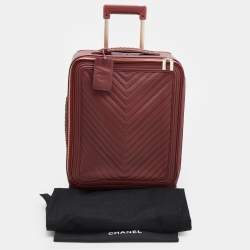 Chanel Burgundy Chevron Leather Coco Case Trolley