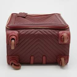 Chanel Burgundy Chevron Leather Coco Case Trolley