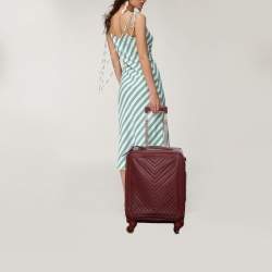 Chanel Burgundy Chevron Leather Coco Case Trolley
