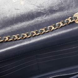 Pre Owned Chanel Navy Blue Quilted Leather Trendy CC Wallet On Chain