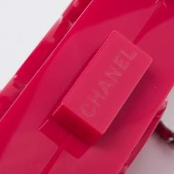 Pre Owned Chanel Fuchsia Plexiglass Boy Brick Lego Clutch