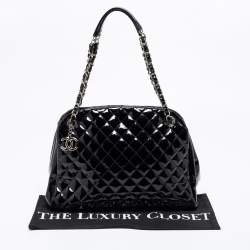 Pre Owned حقيبة شانيل بولر جست مادموزيل جلد مبطن أ سود لامع كبيرة