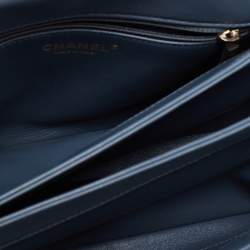 Pre Owned Chanel Stone Blue Quilted Leather Trendy CC Medium Top Handle Bag