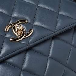 Pre Owned Chanel Stone Blue Quilted Leather Trendy CC Medium Top Handle Bag