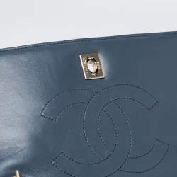Pre Owned Chanel Stone Blue Quilted Leather Trendy CC Medium Top Handle Bag