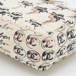 مملوكة مسبقًا حقيبة كتف شانيل سي سي قماش مبطن كوكو غرافيتي كومبون كريمي 