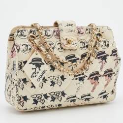 مملوكة مسبقًا حقيبة كتف شانيل سي سي قماش مبطن كوكو غرافيتي كومبون كريمي 