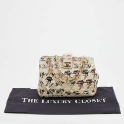 مملوكة مسبقًا حقيبة كتف شانيل سي سي قماش مبطن كوكو غرافيتي كومبون كريمي 