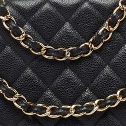 Pre Owned Chanel Black Quilted Caviar Leather Maxi Classic Single Flap Bag