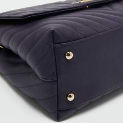 Pre Owned Chanel Purple Caviar Leather Medium Coco Top Handle Bag