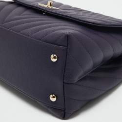 Pre Owned Chanel Purple Caviar Leather Medium Coco Top Handle Bag