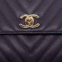 Pre Owned Chanel Purple Caviar Leather Medium Coco Top Handle Bag