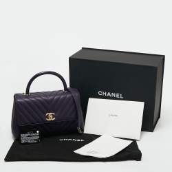 Pre Owned Chanel Purple Caviar Leather Medium Coco Top Handle Bag