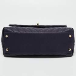 Pre Owned Chanel Purple Caviar Leather Medium Coco Top Handle Bag