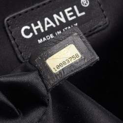 Pre Owned Chanel Black Check Embossed Velvet And Fabric CC Side Belted Flap Bag